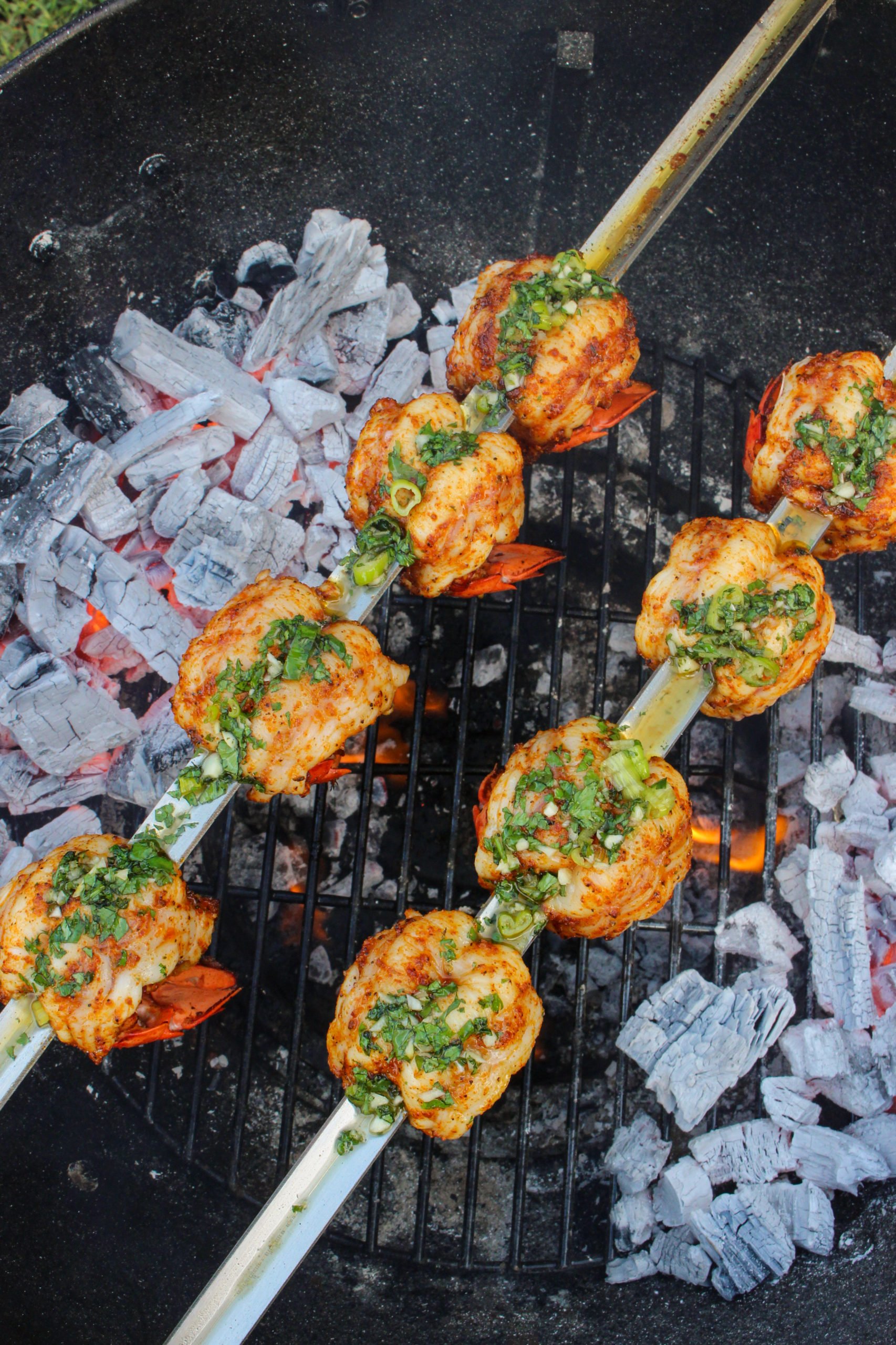 Brochetas de Cola de Langosta a la Parrilla