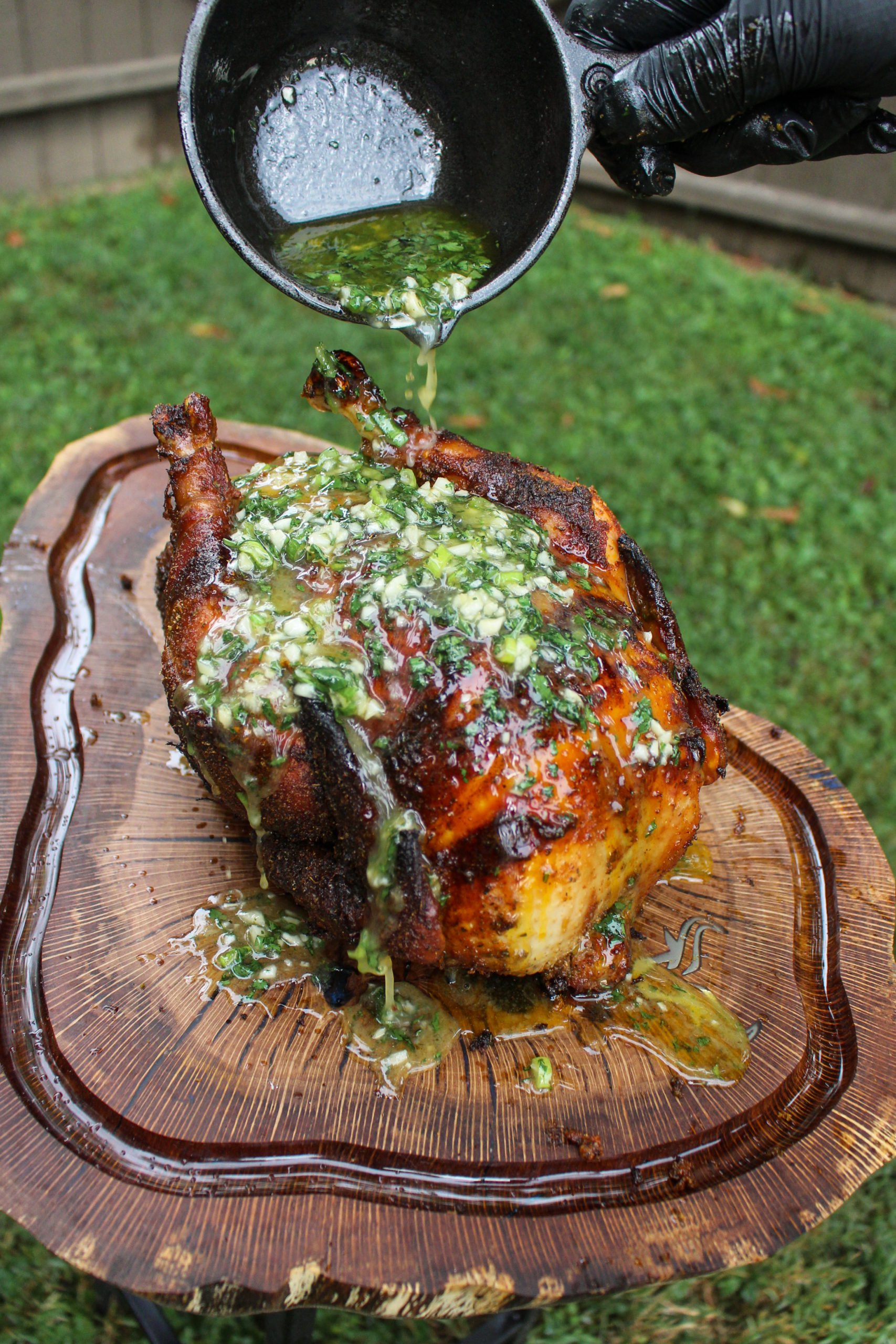 Pollo asado con limón, chile y centeno