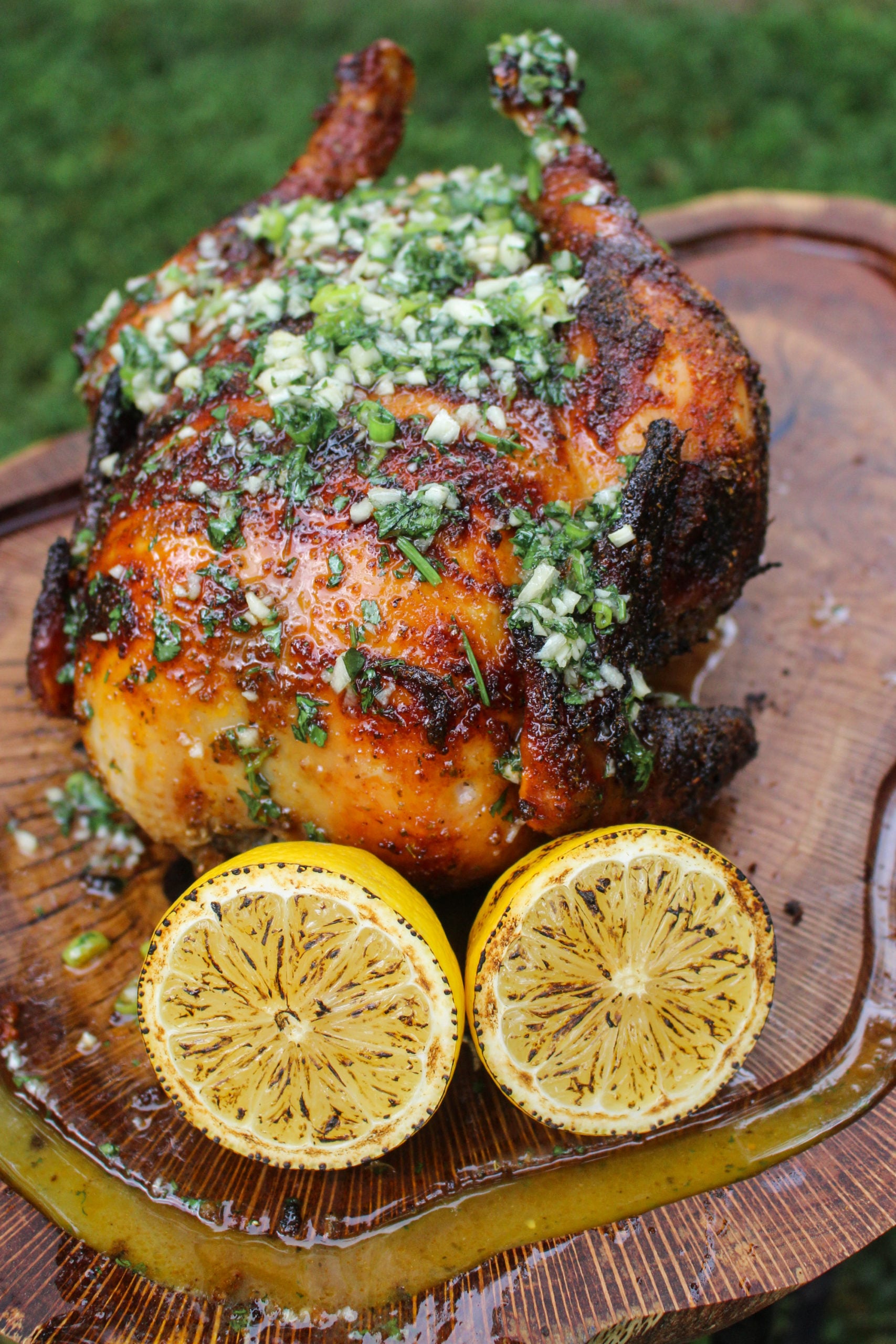 Pollo asado con limón, chile y centeno